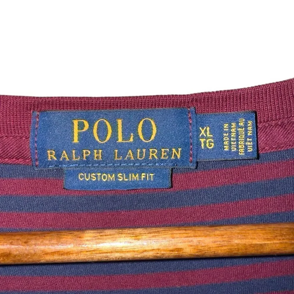 Polo Ralph Lauren Nautical Navy & Wine Red Cotton S/S T-Shirt Sz XL